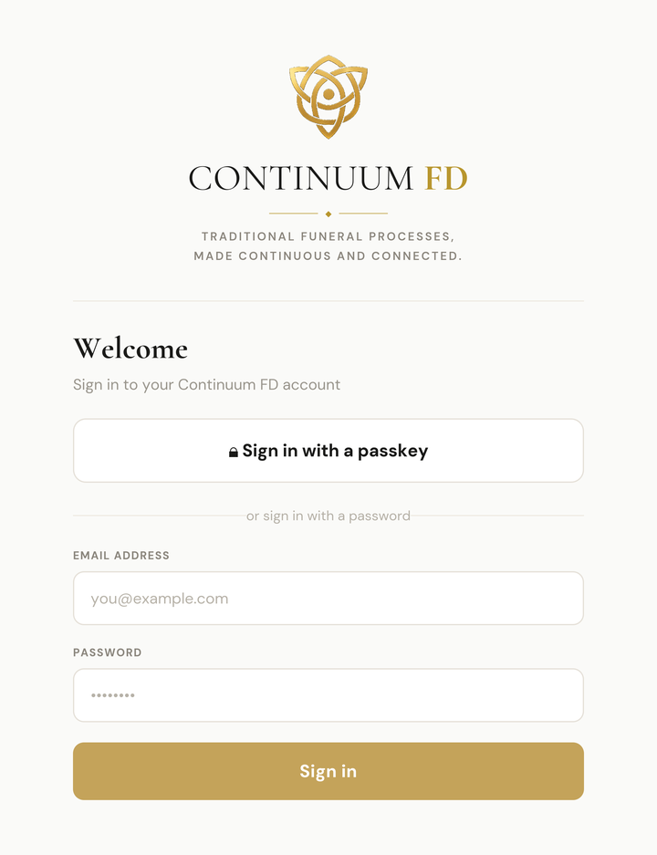 Continuum FD biometric passkey sign-in